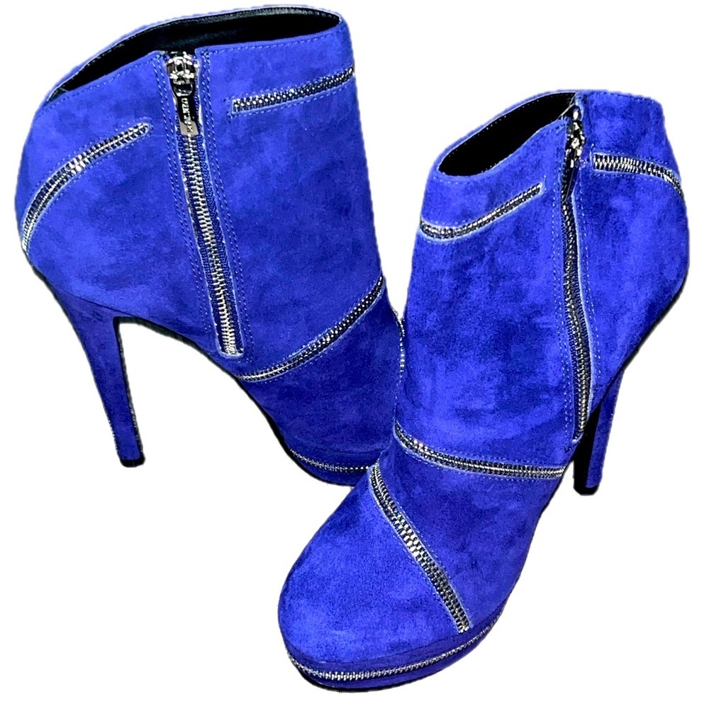 Colin Stuart Size 9b Booties Zipper Violet Blue P… - image 7